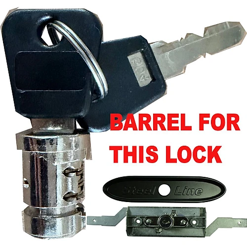 STEEL LINE Later Style Black Garage Roller Shutter Door Lock - Barrel & 2 Keys